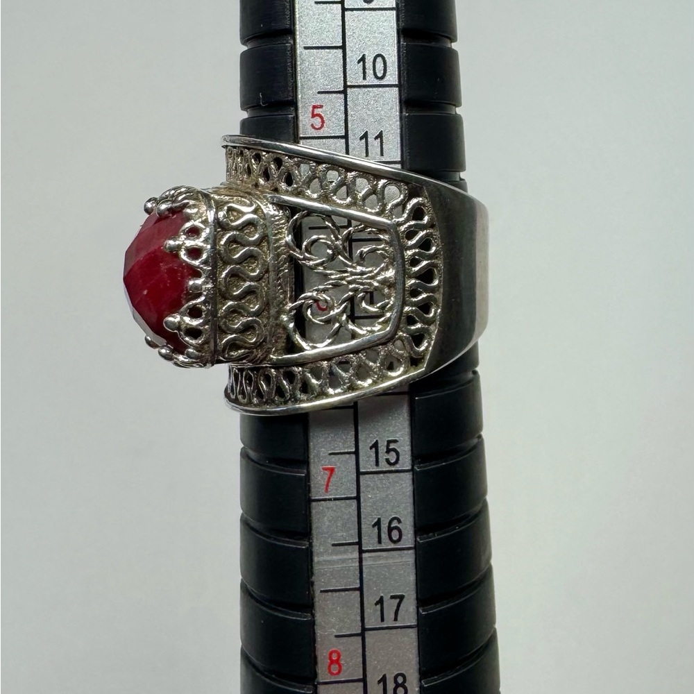 Ottoman Silver Jewelry Collection Corundum Bold Filigree Ring View 4